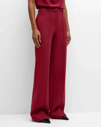 Adam Lippes Mid-rise Silk Wool Straight-leg Pants In Claret