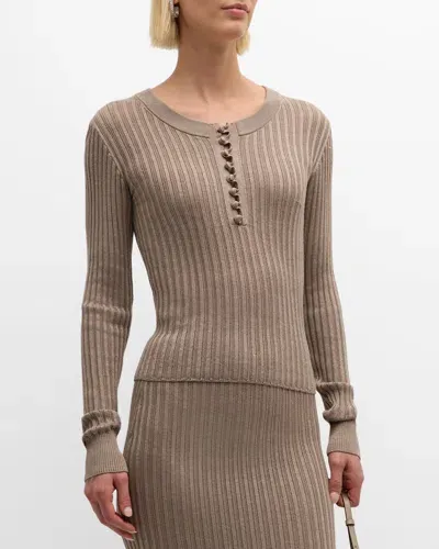 Adam Lippes Ribbed-knit Jumper In Mink