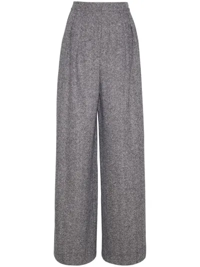 Adam Lippes Wool Herringbone Trousers In Black