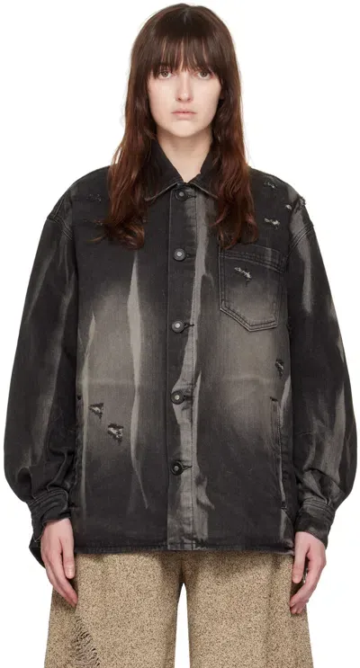 Ader Error Black Rueta Denim Jacket In Noir