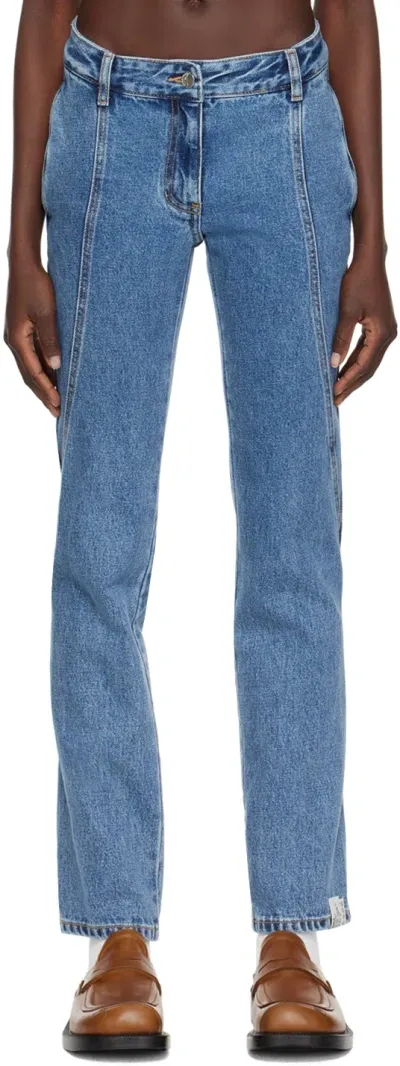 Ader Error Blue Curved Seam Jeans