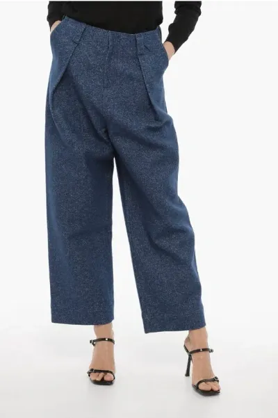 Ader Error Blue Mark Low Waist Oversized Fit Single Pleat Pants