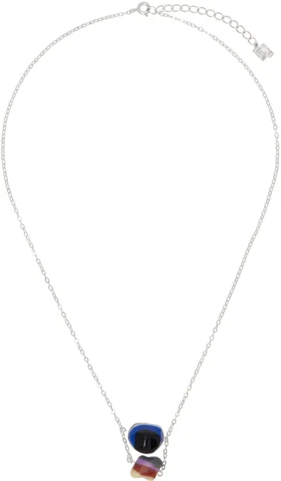 Ader Error Silver Rapil Necklace In Blue