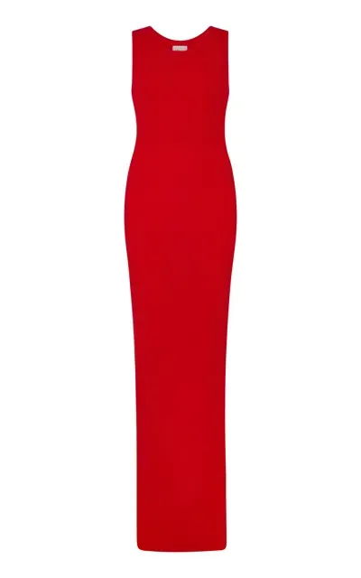 Aexae Knit Tank Maxi Dress In Red