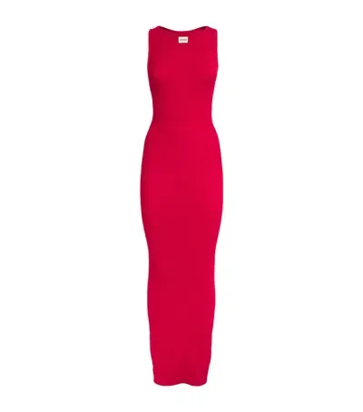 Aexae Knitted Tank Maxi Dress In Red