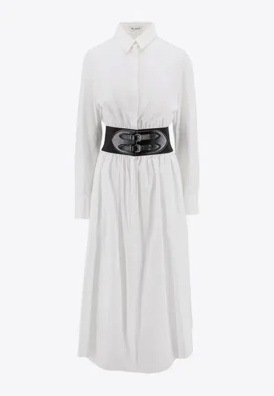 Alaïa Belted Midi Shirt Dress In White