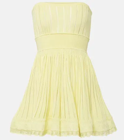 Alaïa Crino Pleated Jersey Romper In Yellow