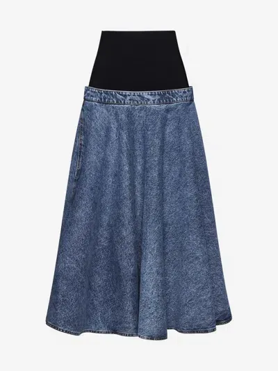 Alaïa Skirt With Knit Band In Blue,black