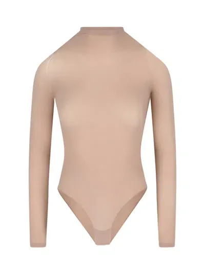 Alaïa Beige Second Skin Bodysuit In Pink