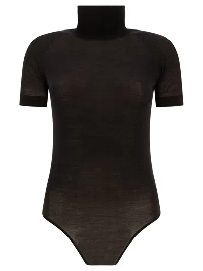 Alaïa See-through Wool Bodysuit Tops Black