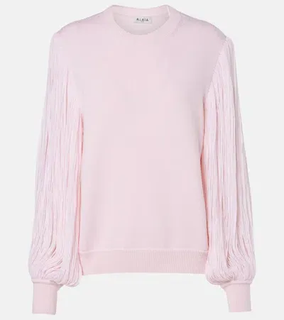 Alaïa Tassel Wool Sweater In Pink