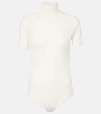 Alaïa Turtleneck Wool Bodysuit In White