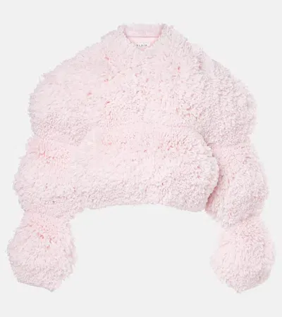 Alaïa Wool-blend Teddy Jacket In Pink