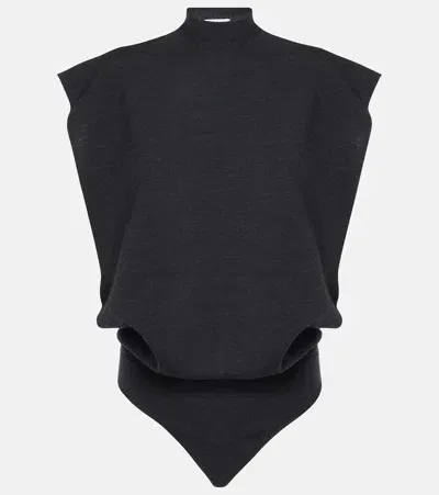 Alaïa Wool Bodysuit In Black