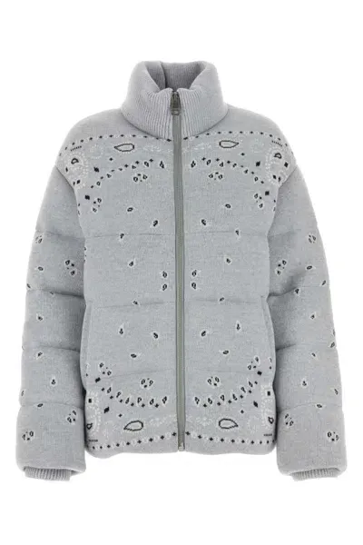 Alanui Grey Wool Bandana Down Jacket