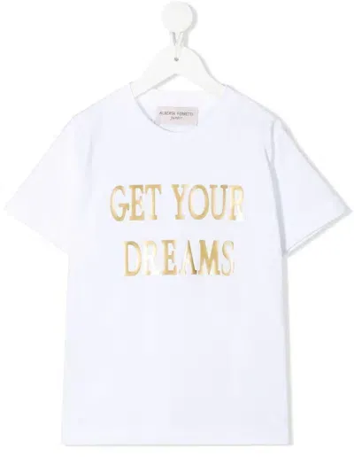 Alberta Ferretti Teen Slogan-print Short-sleeved T-shirt In White