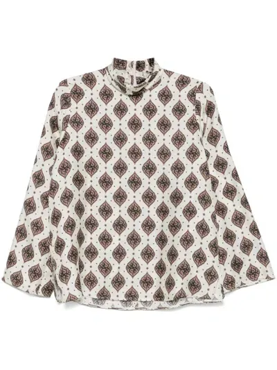 Alberto Biani Floral-print Blouse In White