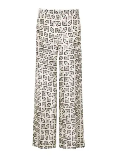 Alberto Biani Geometric-print Flared Trousers In Negro