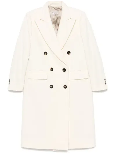 Alberto Biani Wool Double-breasted Coat In White