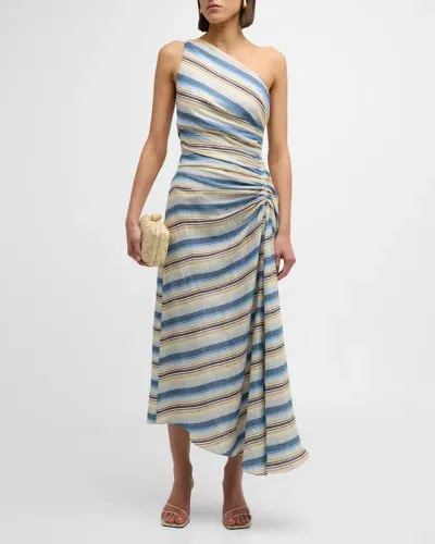 A.l.c Carolyn Stripe One-shoulder Maxi Dress In Isla Stripe