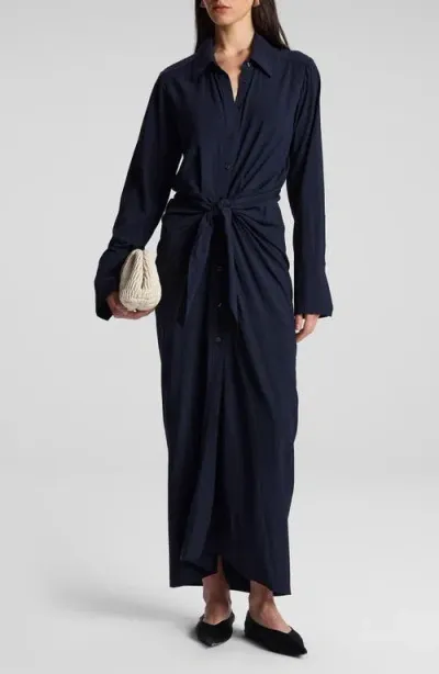 A.l.c . Mila Long Sleeve Wool Shirtdress In Maritime Navy