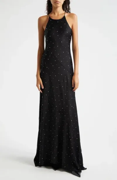 A.l.c . Sybil Crystal Embellished Sleeveless Dress In Blacksilv