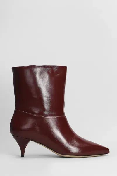 Alchimia High Heels Ankle Boots In Bordeaux Leather