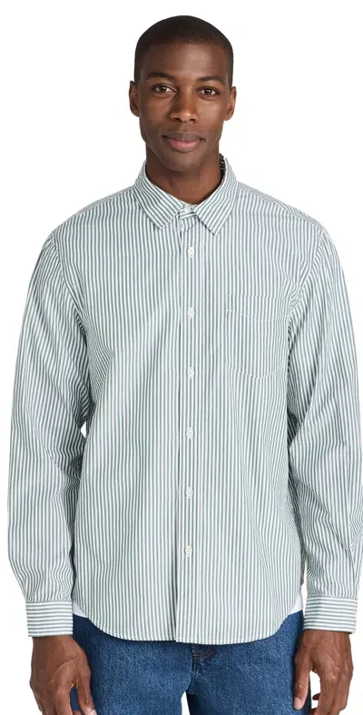 Alex Mill Mill Shirt In Bi Stripe Dark Green/white