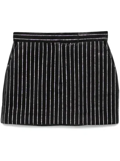 Alex Perry Crystal-embellished Velvet Mini Skirt In 黑色