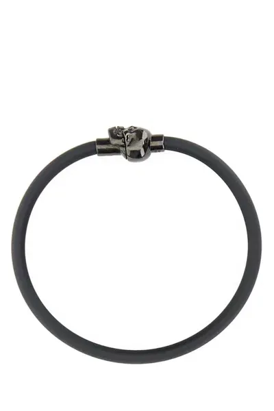 Alexander Mcqueen Black Rubber Skull Bracelet