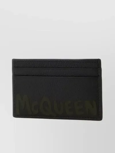 Alexander Mcqueen Graffiti Pebbled-leather Cardholder In Brown