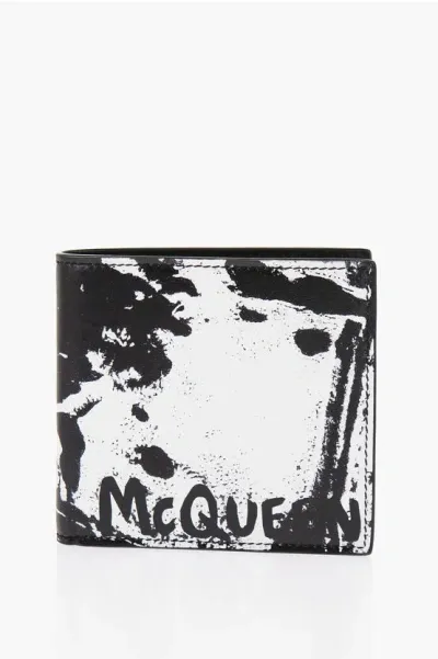 Alexander Mcqueen Leather Two-tone Wallet With Logo-print In White