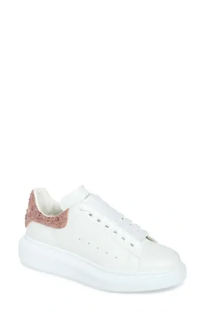 Alexander Mcqueen Oversized Crystal Embellished Sneaker In White/clay