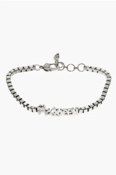 Alexander Mcqueen Silver-effect Bracelet With Logo In Metallic