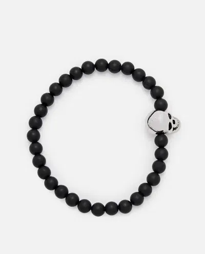 Alexander Mcqueen Skull Beaded Bracelet In Black