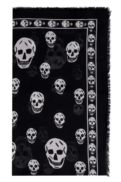 Alexander Mcqueen Skull Print Scarf In Black