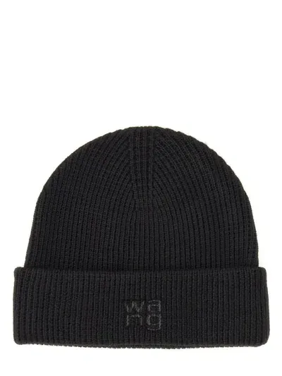 Alexander Wang Black Cotton Logo Beanie