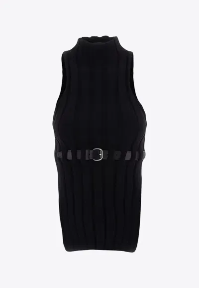 Alexander Wang Belted Wide-rib Tank Top In Black