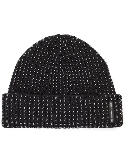 Alexander Wang Crystal-embellished Beanie In Black