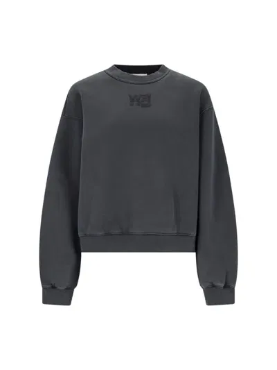 Alexander Wang Logo Crew Neck Sweatshirt In Gray