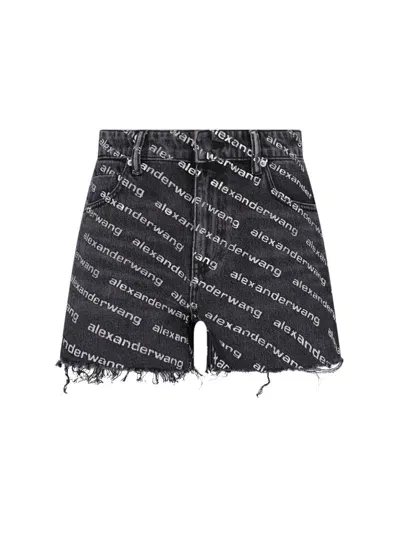 Alexander Wang Logo Shorts In Gray