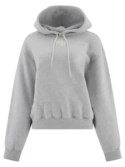 Alexander Wang Puff Logo Hoodie In Structured Terry Sweatshirts In Gray