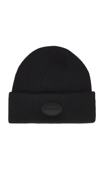 Alexander Wang Ribbed Beanie With Domed Logo Patch In Black