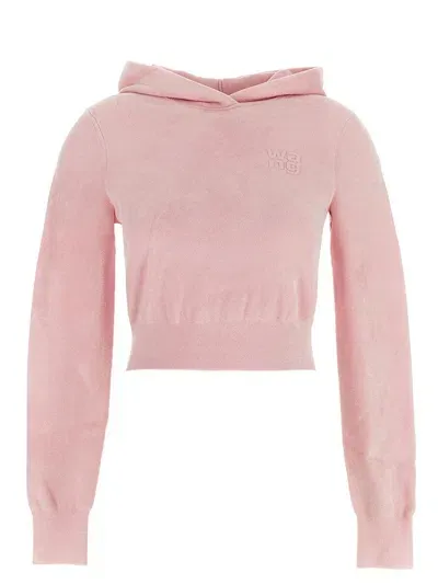 Alexander Wang T Cropped Hoodie In Pink