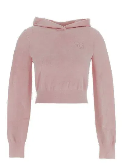 Alexander Wang T T By Alexander Wang Cropped Hoodie In Pink