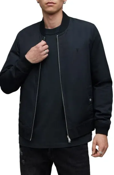 Allsaints Bassett Reversible Bomber Jacket In Black/dull Khaki