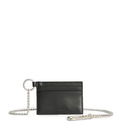 Allsaints Leather Makoto Chain Card Holder In Black