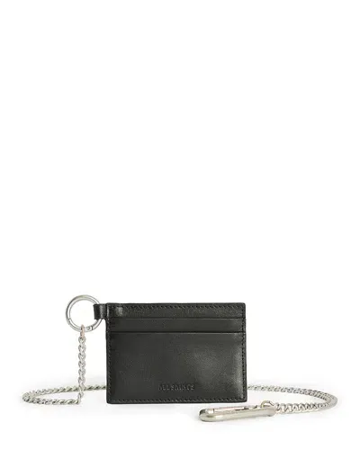 Allsaints Makoto Chain Leather Card Holder In Black