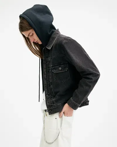 Allsaints Spirit Denim Trucker Jacket In Black