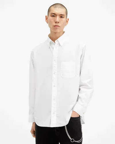 Allsaints Sutta Long Sleeve Relaxed Fit Shirt In White